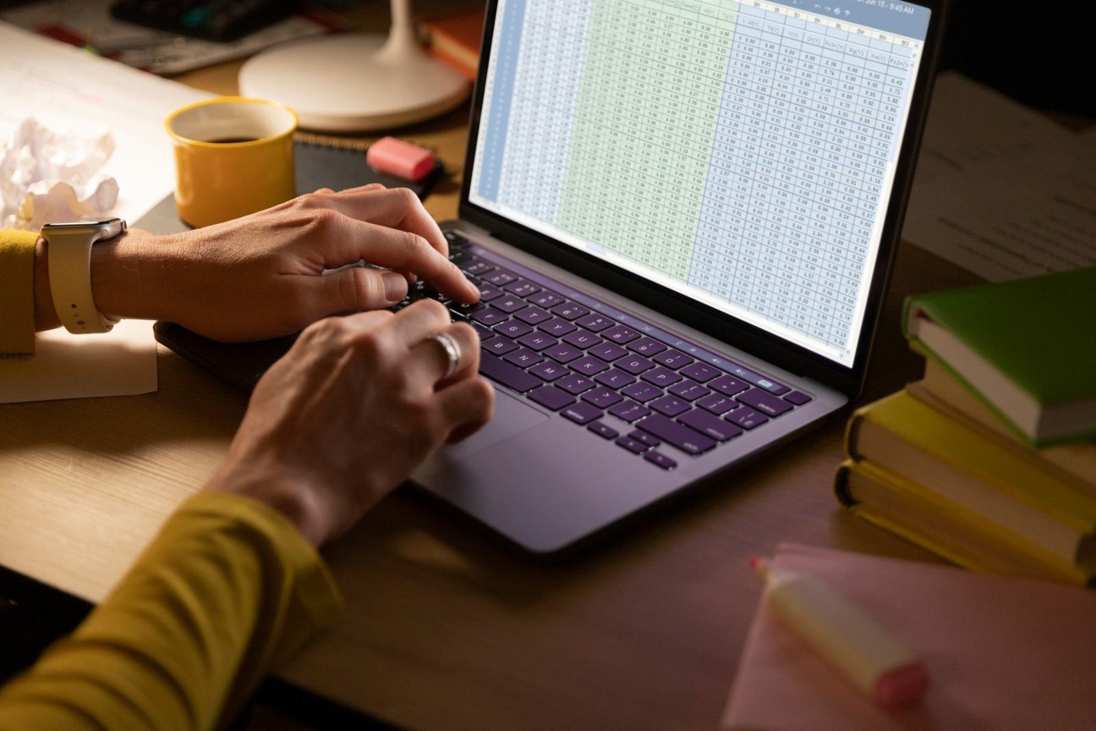 Accountant working with a spreadsheet